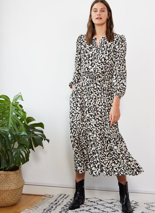 Baukjen Dresses & Skirts - Baukjen Ishya Dress Viscose Midi Button Front Tie Waist Multicolor Boho 6 Flowy